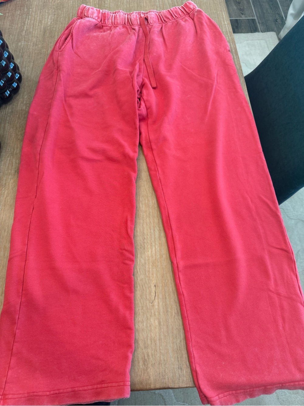 Vitality Wide Leg Red Lounge Sweat Pants with Drawstring